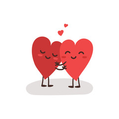 Couple in love concept, two cute hearts, Valentine's Day Card