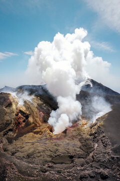 Mount Etna Smoking in Sicily, Italy taken in May 2022