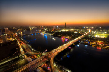 Fototapeta na wymiar Cairo, Egypt at night taken in January 2022