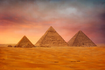 Fototapeta na wymiar Pyramids in Cairo, Egypt taken in January 2022