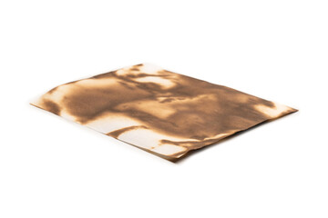 Burnt paper isolated on a white background.