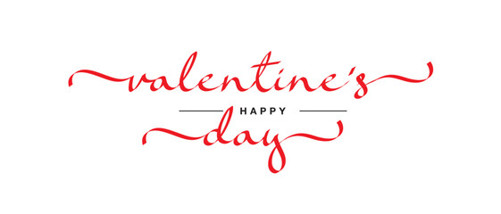 Happy Valentine's Day ribbon calligraphy lettering line design. Valentines day concept. Minimal ribbon contour Art. Vector illustration