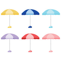 Colorful beach umbrellas vector illustration on white background. Beach umbrellas on the beach in summer. 