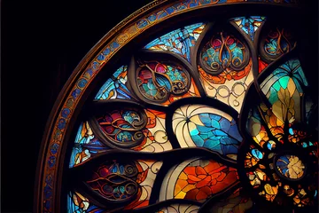 Store enrouleur tamisant sans perçage Coloré stained glass window in a church, ideal for art and religion backgrounds, generative AI