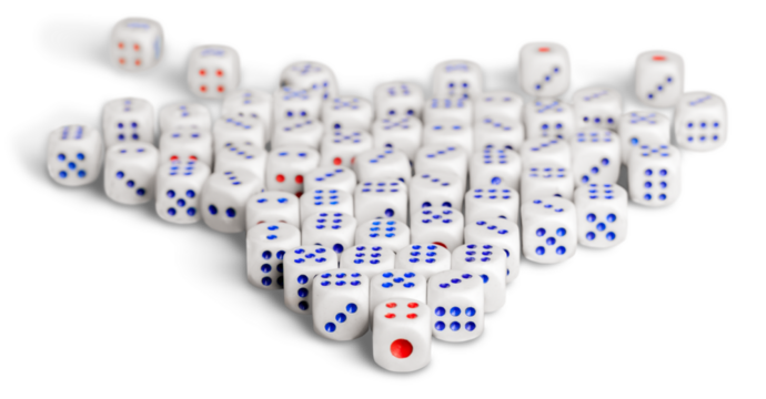 Set dice cubes composition with points