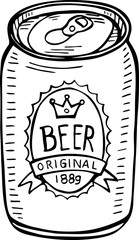 Doodle of Can beer, vector illustration