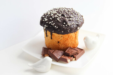 traditional Easter panettone with chocolate icing