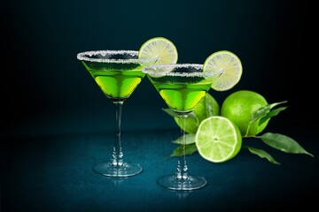 Tasty sweet alcohol cocktail in glass