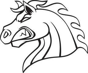 angry horse head mascot, vector illustration