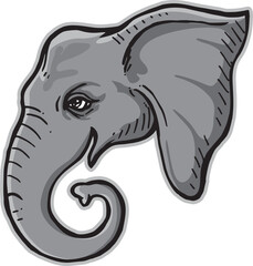 elephant head mascot, vector illustration