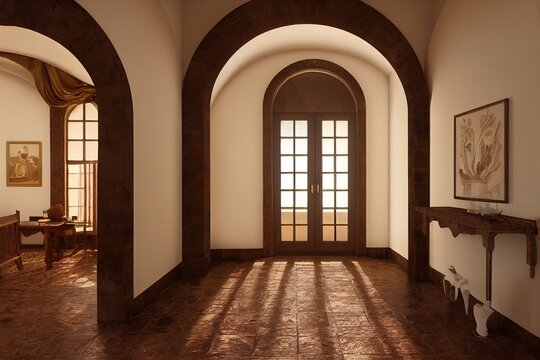 Arch Spanish style Foyer Interior Made with Generative AI