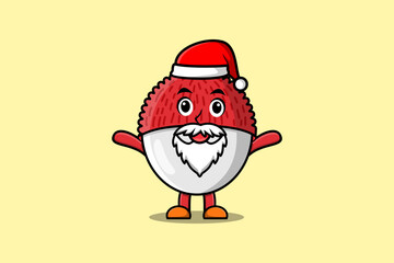 Cute Cartoon mascot character Lychee santa claus character christmas illustration