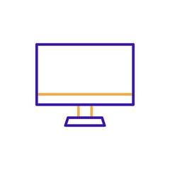 Computer technology icon with purple and orange duotone style. Panel, diagram, download, file, folder, graph, laptop . Vector illustration