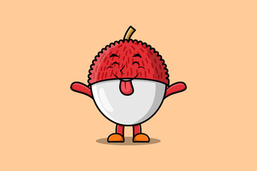 Cute cartoon Lychee character with flashy expression in modern cute style illustration