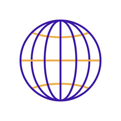 Network technology icon with purple and orange duotone style. Computing, diagram, download, file, folder, graph, laptop . Vector illustration