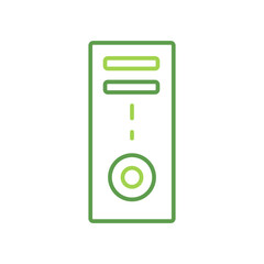 Computer technology icon with green duotone style. Computing, diagram, download, file, folder, graph, laptop . Vector illustration