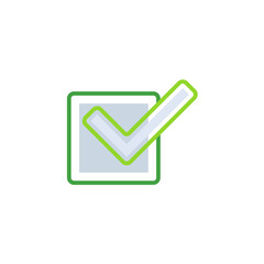 Approved business icon with green duotone style. Corporate, currency, database, development, discover, document, e commerce. Vector illustration
