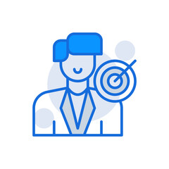 Business Goal business icon with blue duotone style. Corporate, currency, database, development, discover, document, e commerce. Vector illustration