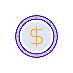 Profit business icon with purple and orange duotone style. Corporate, currency, database, development, discover, document, e commerce. Vector illustration