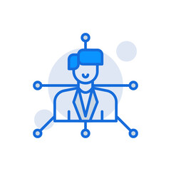 Business Network business icon with blue duotone style. Corporate, currency, database, development, discover, document, e commerce. Vector illustration