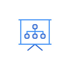 Presentation business icon with blue duotone style. Corporate, currency, database, development, discover, document, e commerce. Vector illustration