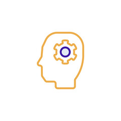 Owner business icon with purple and orange duotone style. Corporate, currency, database, development, discover, document, e commerce. Vector illustration