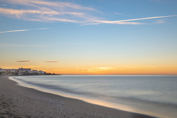 Fototapeta na wymiar Sunrise in Nerja in Malaga in Spain in autumn 2022.