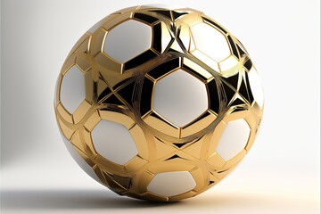 Fototapeta na wymiar Golden and silver soccer ball with white background. Generative AI