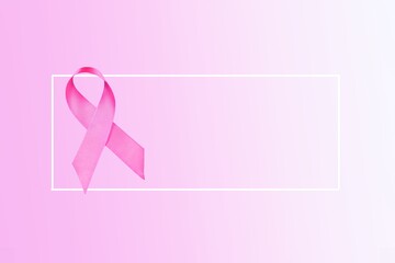 Cancer concept. Silk pink ribbon for support