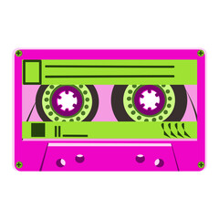 Retro audio cassette tape in flat technique vector illustration 