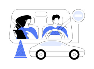 Driving lessons abstract concept vector illustration.