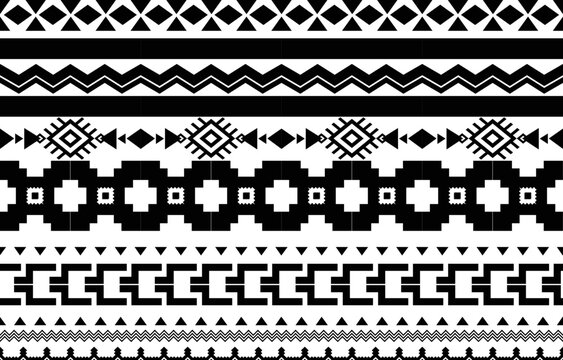 African tribal black and white abstract ethnic geometric pattern. design for background or wallpaper.vector illustration to print fabric patterns, rugs, shirts, costumes, turban, hats, curtains.
