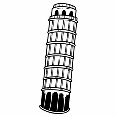 Leaning Tower of Pisa. Italian landmark. Vector doodle illustration. Sketch.