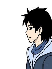 cute man cartoon on white background