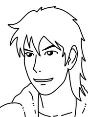 black and white of cute man cartoon for coloring