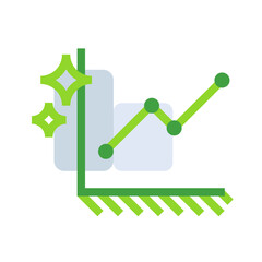 Growth graph business icon collection with green outline style. symbol, set, web, line, technology, internet, design. Vector Illustration