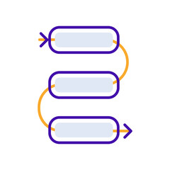 Process business icon with purple orange outline style. symbol, set, web, line, technology, internet, design. Vector Illustration