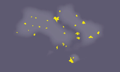 Constellation of the small maps of main cities of Ukraine - capital and administrative centers of oblasts. You can restore a detailed map of Ukraine from this cloud!