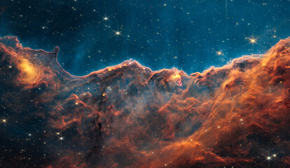 Cosmos, Universe, Cosmic Cliffs in Carina Nebula, James Webb Space Telescope, NASA - obrazy, fototapety, plakaty