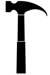 Clean and simple hammer (woodworking) illustration, line art, clipart, geometric, icon, object, shape, symbol, etc. PNG with transparent background. Design elements for websites and other graphics.