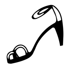 Vector women's shoes doodle style, sandals icon
