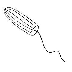 Doodle illustration of a feminine hygiene tampon icon, vector
