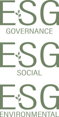 Obraz premium set of ESG lettering in simple font for ecology banner. Letter ESG environmental social and governance . Vector illustration