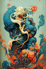 Abstract organic forms, suitable for a medical or science publication. Generative Ai.