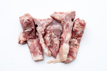 Raw pork bone isolated on white background.