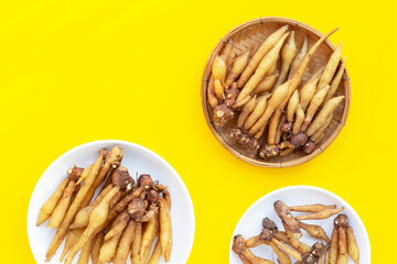 Fingerroot on a yellow background.