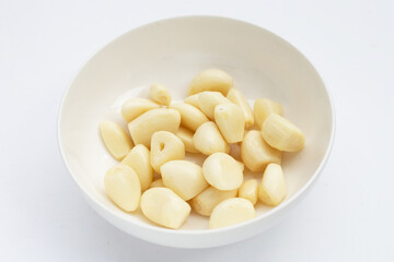 Fresh garlic on white background