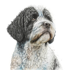 “Generative AI” Portuguese Water Dog digital illustration.
