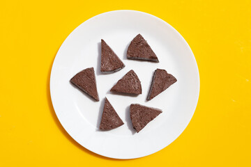 Chicken blood tofu on white plate