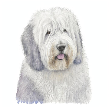 Old English Sheepdog Canine Bicolor Cute Photo Background And